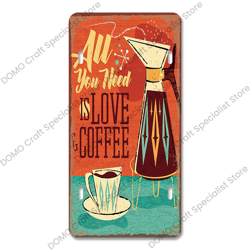 Placa de licencias de café, carteles de hojalata de Metal Vintage, placas de Metal Retro para café, cocina, sala de estar, decoración artística de pared del hogar: violet