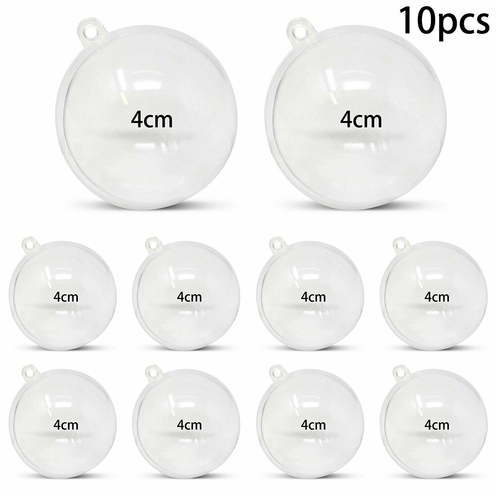 10Pcs Kerst Ronde Clear Invulbare Kerstballen Plastic Gunst Ballen Decor 10Pcs Kerstversiering Plastic Ballen: 4cm