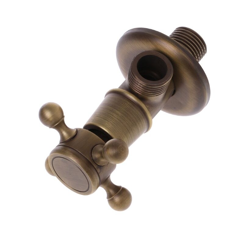Valve Antique Brass Triangle Valve 1/2" Male Thread Water Control Valves Bathroom Angle Stop Valve
