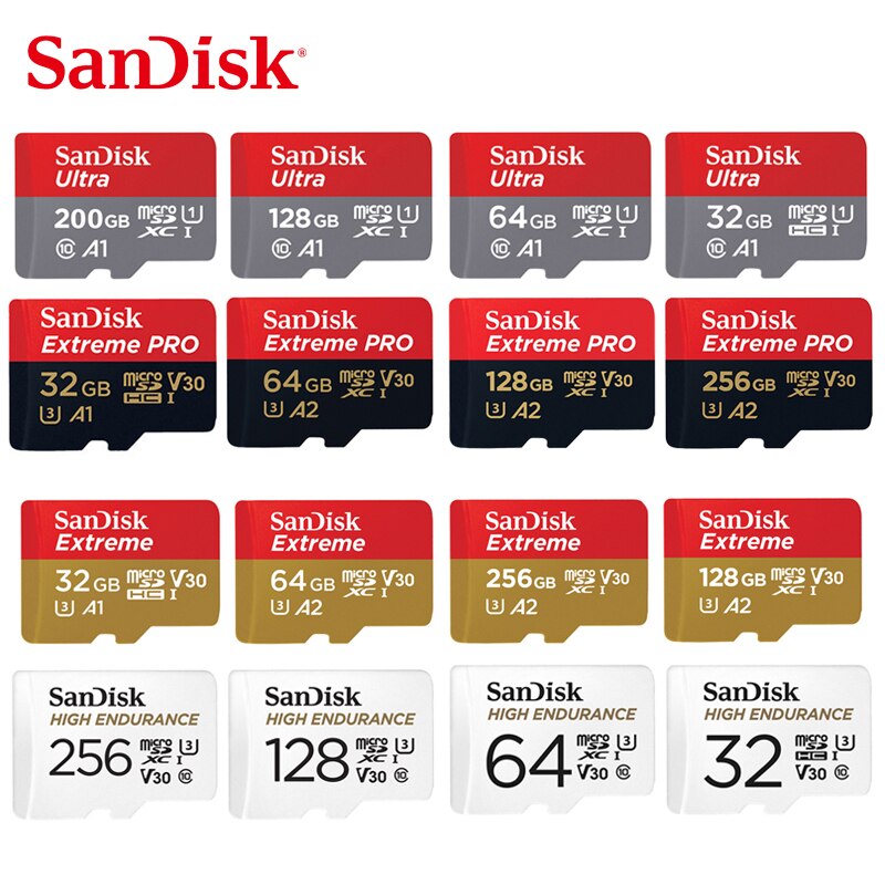 SanDisk karta MicroSD 128GB 256GB 512GB karta pamięci SDHC/SDXC 32GB 64GB karta Class10 TF dla smartfonów drony monitorowanie wideo