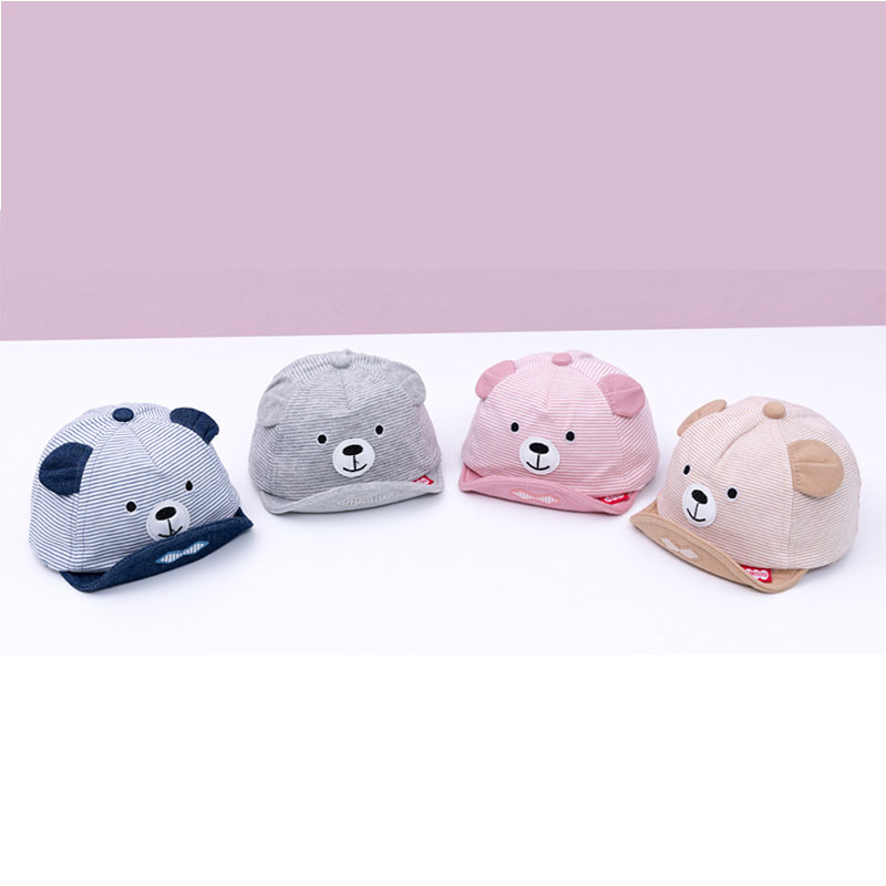 Cartoon Bear Children Hat Spring Summer Baby Adjustable Baseball Cap Cotton Newbron Caps Soft Sunhat Baby Accessories 3-12M