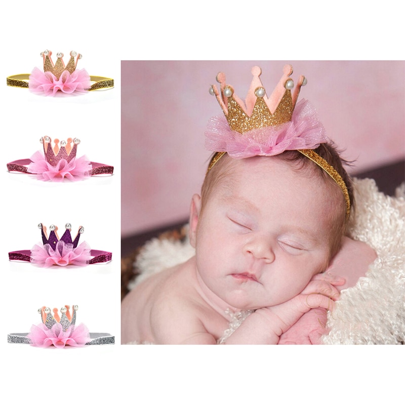 Bandeau de cheveux pour enfants, mignon, accessoires de Photo pour enfants, bandeau de princesse doré, accessoires de Photo pour bébés filles