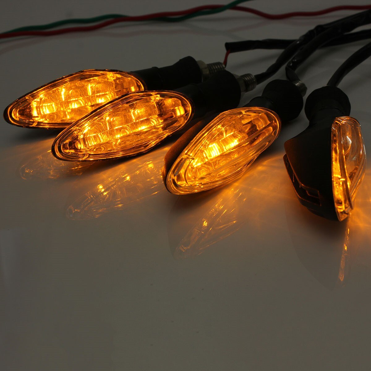 4 STKS 12 V Universal Zwarte Motorfiets 3 LED Richtingaanwijzer Lamp Geel Voor Honda/Yamaha/Suzuki/Kawasaki
