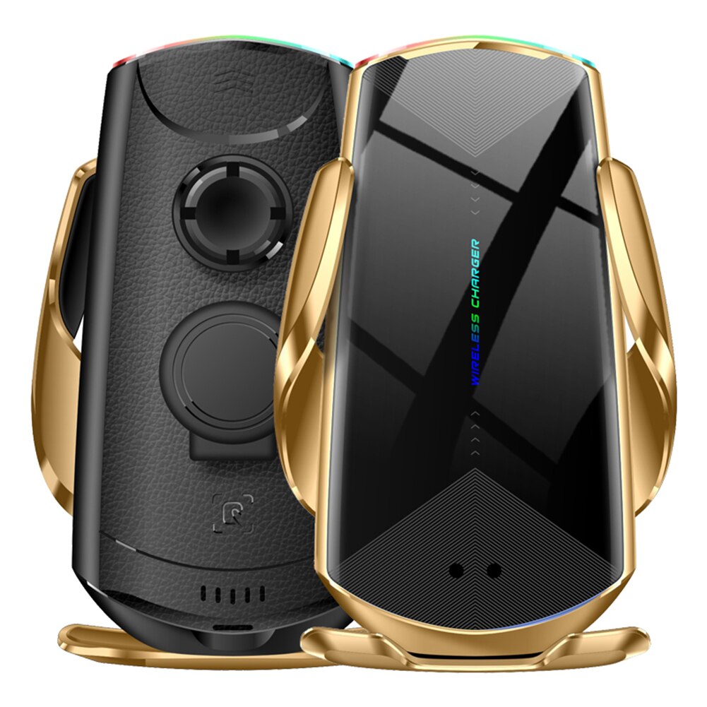 15w universele auto draadloze oplader telefoonhouder snellader 360 graden rotatie oplaadbeugel voor smartphones: D gouden