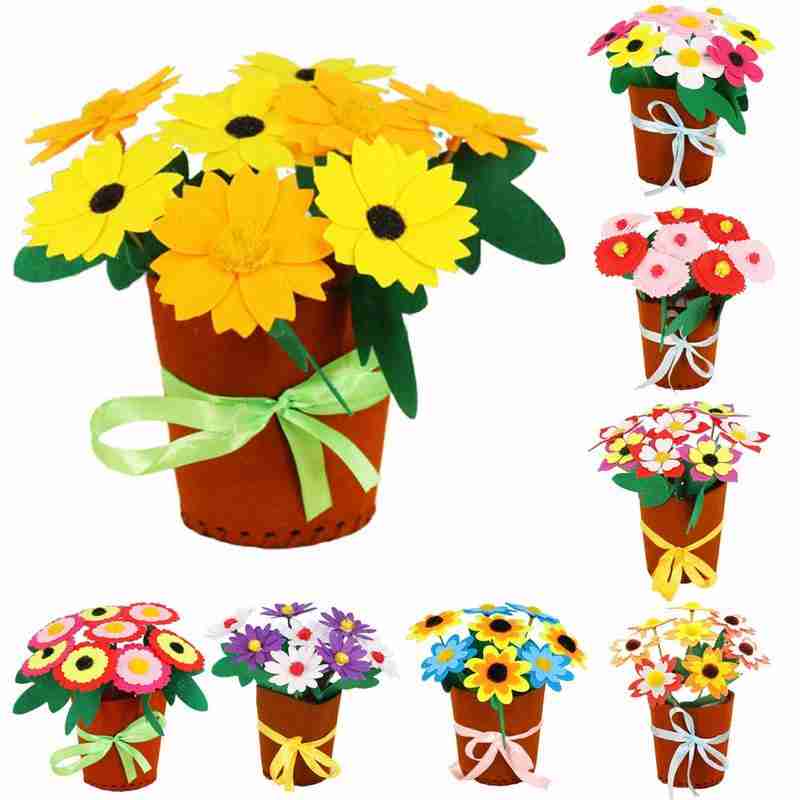 Handmade DIY Potted Bouquet Material Package Crafts Kids Simulation Sewing Potted Kindergarten Children's Toys Mother's Day