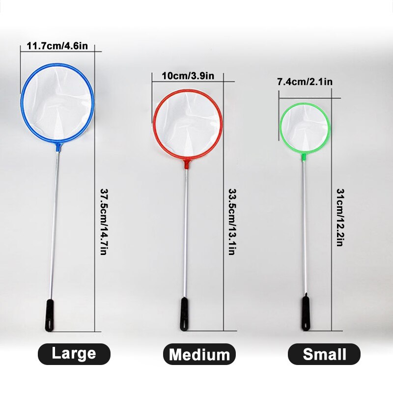 Round 3D Aquarium Fish Tank Catch Net Stainless Steel Mini Rod Fishing Outdoor Round Pocket Shrimp Fishing Nets for Children