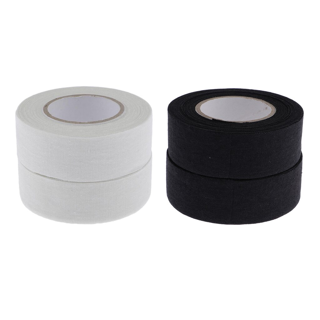 4 Rolls Premium Ice Hockey Stick Tape Cloth Grip Wrap White Black