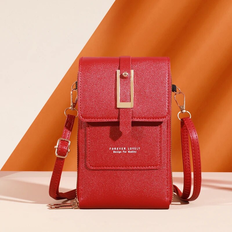 Touch Screen Mobile Phone Bag, Mini Flap Crossbody Bag, Faux Leather Purse, Vertical Wallet With Card Slots
