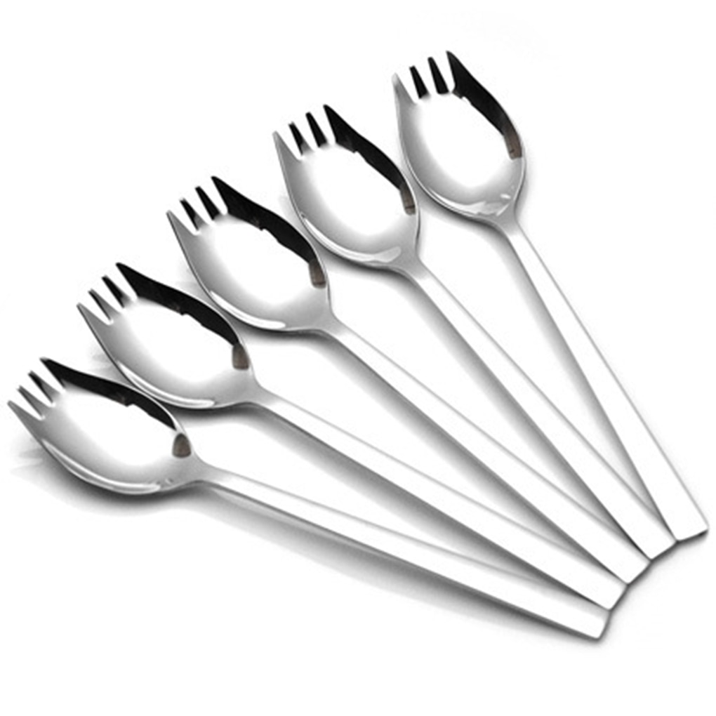 1PC Multi-Function Spoon Fork All In One Long Handle Stainless Steel Fruit Salad Spoon Tableware Home Eatting Tool Tableware