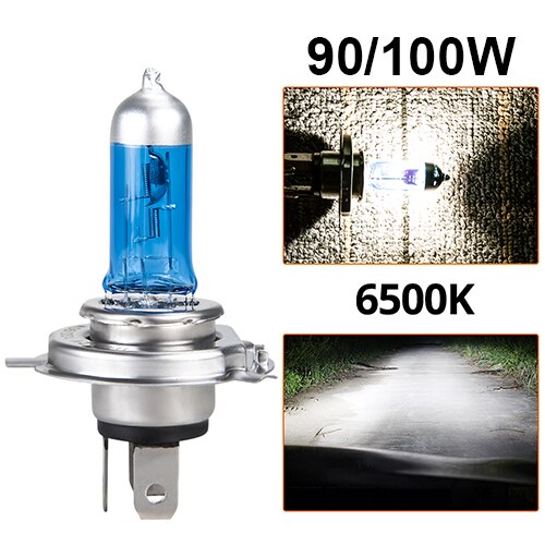 Bombillas halógenas H4 H7 para coche, faro delantero de 100W 55W 12V, Super brillante luz del coche, 1 Uds.: blue   100w   6500k / H4/9003/HB2 Sola