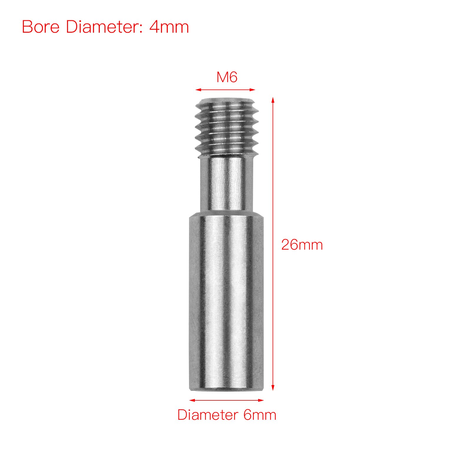 1/3/5 pièces Tube de gorge d'extrudeuse MK8 tout en métal vis M6 longueur 26mm pour imprimante 3D série CR-10/Ender Hotend