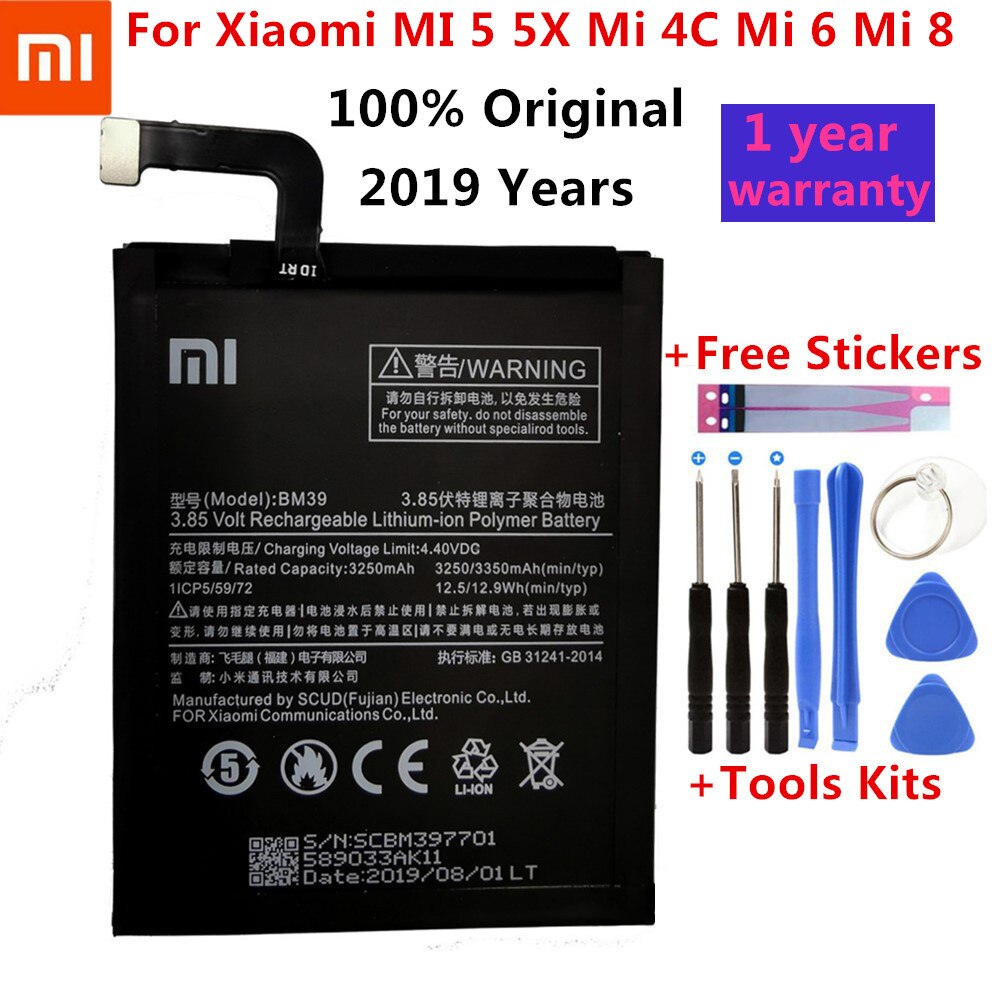 Xiao Mi Original Phone Battery For Xiaomi Redmi Note 4 5 4X 3 Pro 3S 3X 4X Mi 5 4A Note 5A / Pro 5 Plus Replacement batteries: BM39 For Mi6