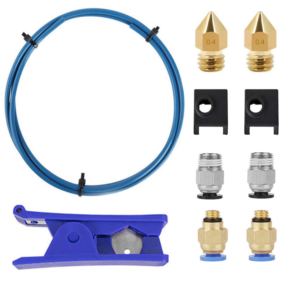 Rurka Bowden PTFE do filamentu 1,75 mm z złączami PC4-M6 PC4-M10 pneumatyczne do Creality Ender 3/Pro Ender 5/Pro CR-10/10S: Niebieski