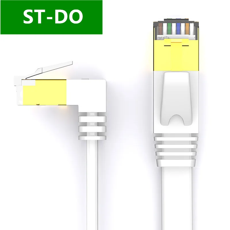 CAT 7 Ethernet Cable RJ45 Cat7 Lan Cable 1M 2M 3M 5M 10M RJ 45 Flat Network Cable Patch Cord UP&Down Right Angle 90 Degree Cable: Brown / 10m