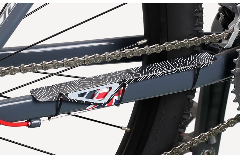 Ztto mtb cykel vejcykel ramme kæde forblive beskyttet beskytter cykel 3 mønstre cykelkædebeskyttelse beskyttelse cykeltilbehør: Sort