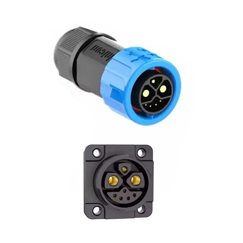 M23 2 + 1 + 5 connecteur de batterie moto chargeur prise 50A énergie Lithium vélo électrique mâle femelle Port de charge fil: GRIS