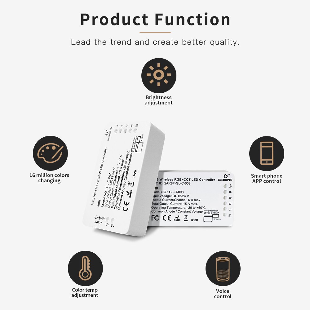 Zigbe RGBW RGBCCT Controller Max 270w Alexa Echo Plus SmartThings RF Remote Control APP Phone Control