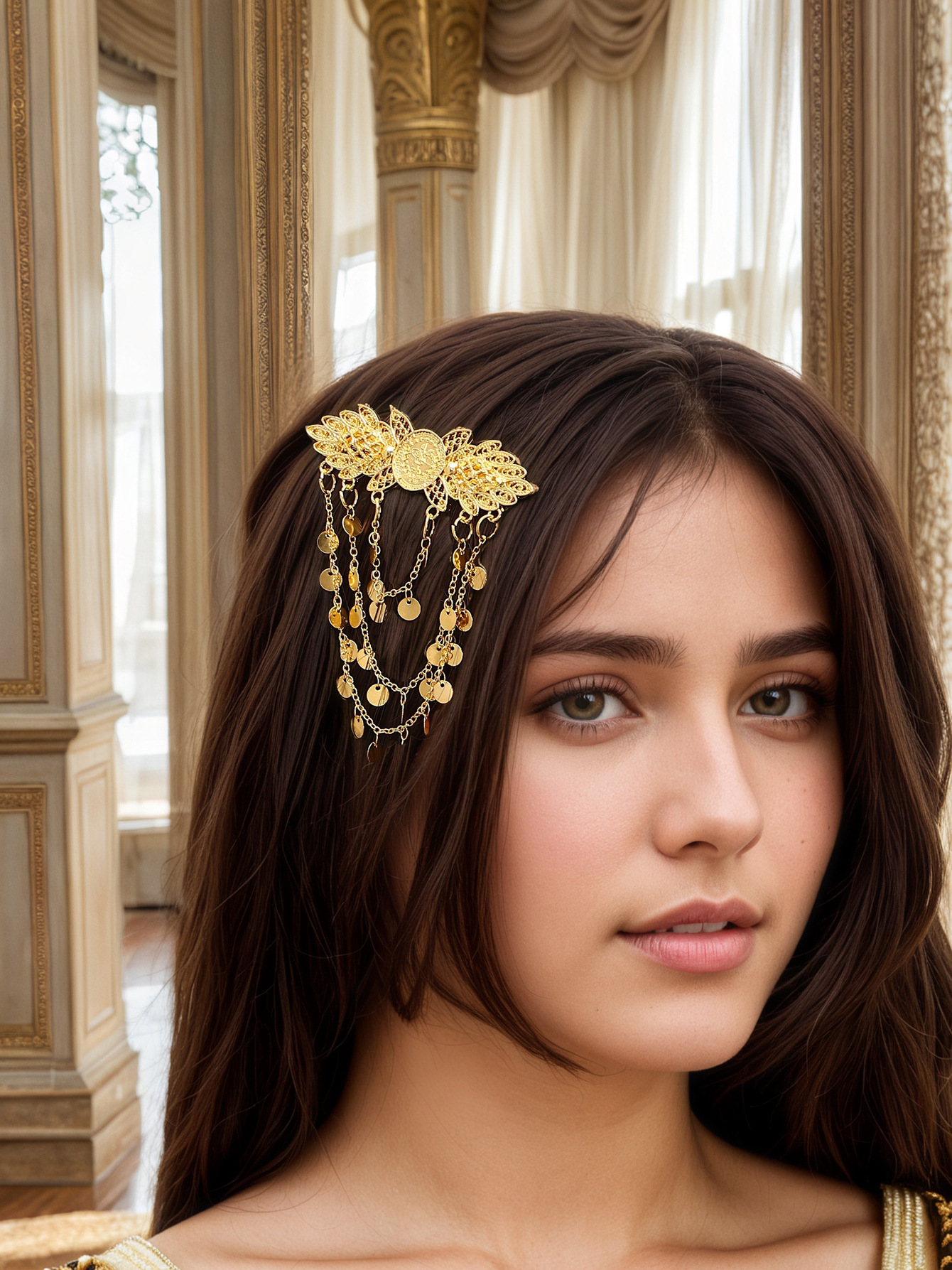 Pinza para el pelo de mariposa para mujer, de borla multicapa, accesorio para el pelo de boda para novia de Oriente Medio, Clip lateral para , Festival de Gala