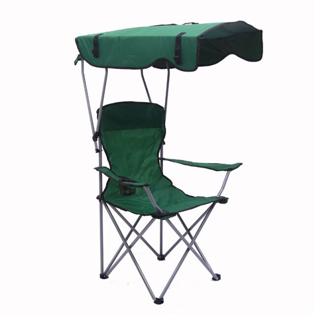 Chaise de pêche Portable avec parapluie, pour Camping, pêcheur, Camping-car et jardin domestique: green