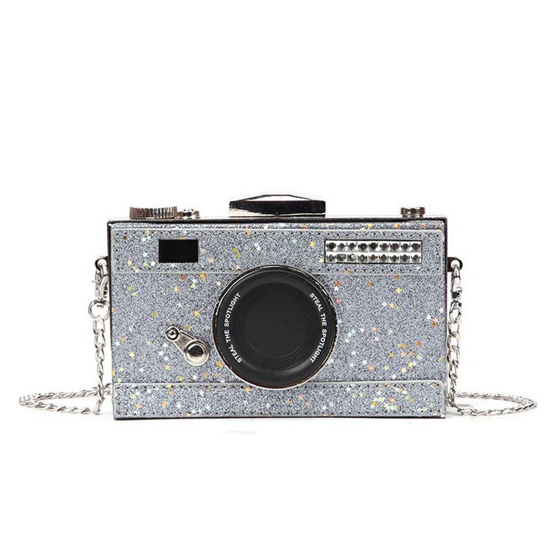 diamond purses crystal women clutch bag ladies clutch evening camera shape bag: SILVER
