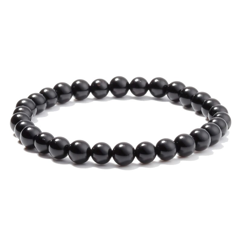 Natuurlijke 6/8/10mm zwarte Toermalijn armband voor mannen en vrouwen mode energie Bedelarmband Sieraden