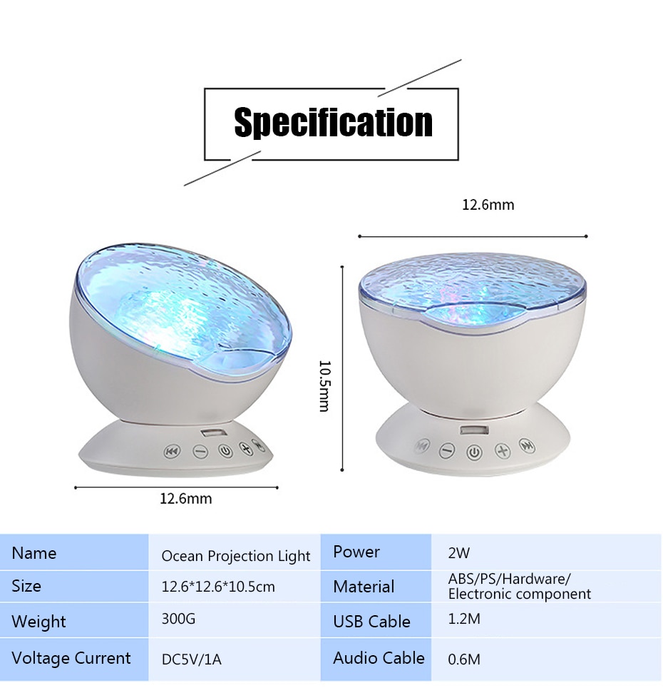 Oceaan Wave Sterrenhemel Aurora LED Nachtlampje Projector USB Afstandsbediening TF Kaarten Muziekspeler Speaker Projector Lamp
