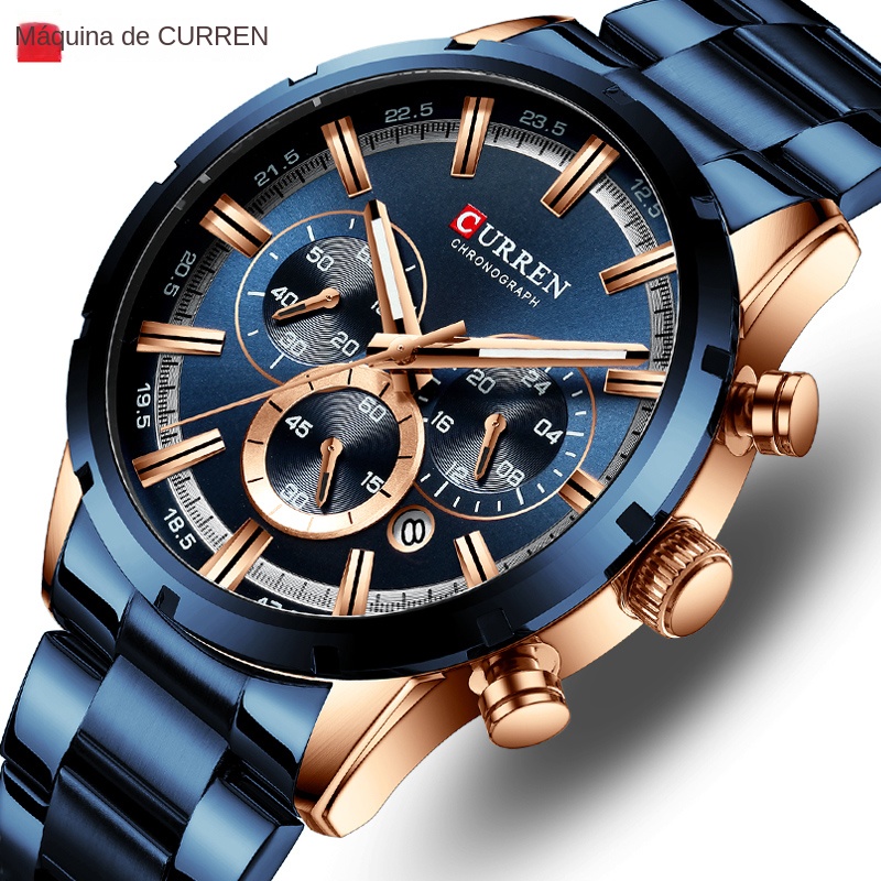 Curren Mannen Horloge Blauwe Wijzerplaat Roestvrij Stalen Band Datum Mens Business Mannelijke Horloges Waterdicht Luxe Heren Horloges Voor mannen