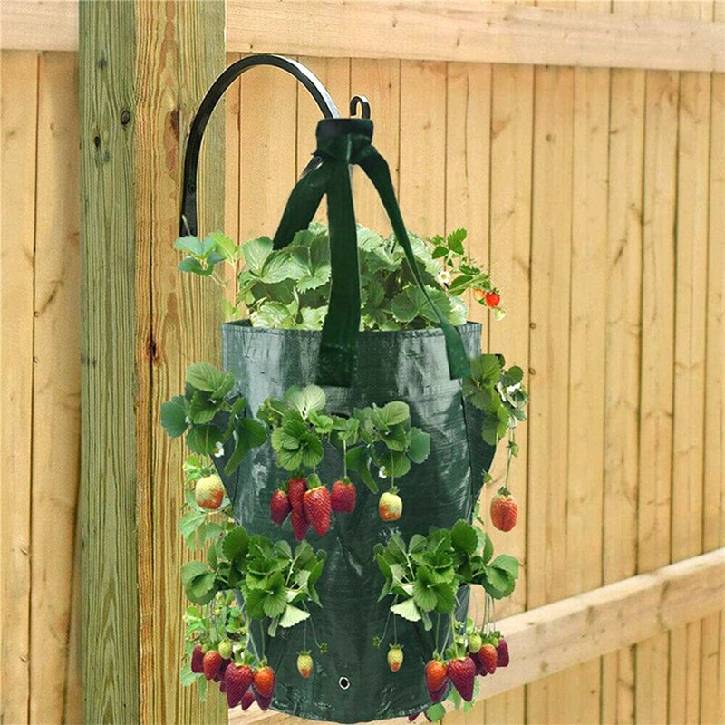 Utendørs planting voksepose hengende jordbær planter bag gjenbrukbare plante pottemaker pe dyrking poser til grønnsak vertikal hage potte
