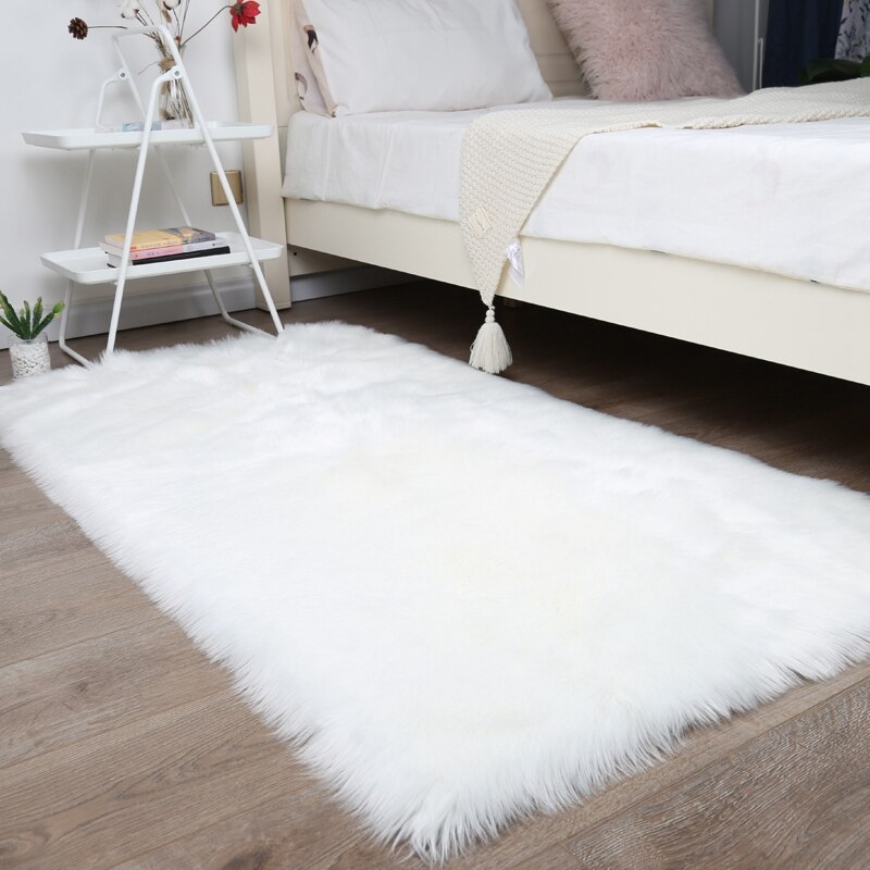 Faux Fur Tapijt Tapijt Voor Woonkamer Pluche Lange Haar Floor Mat Antislip Nachtkastje Tapijten Slaapkamer Thuis Gebied kleed Effen Kleur