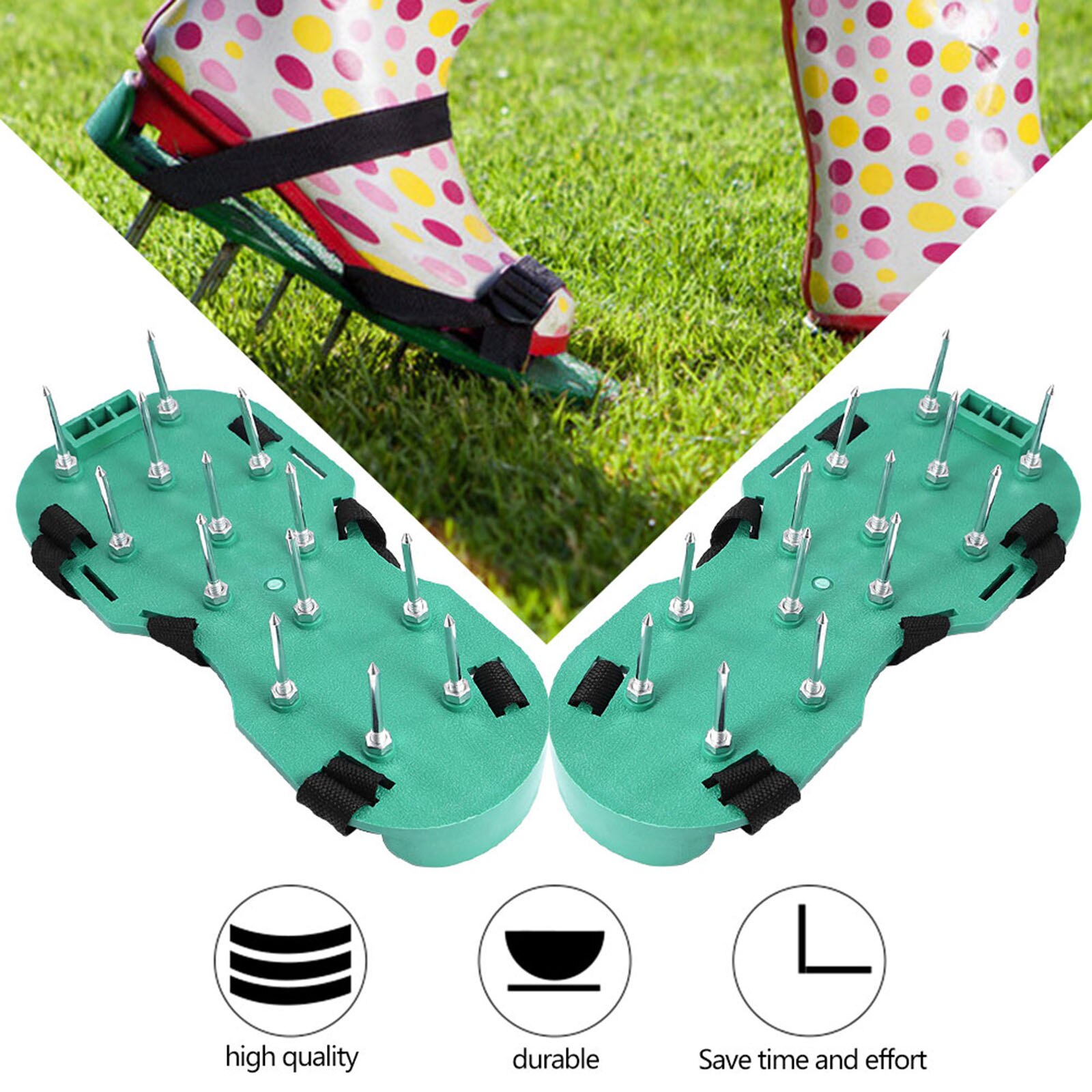 Lawn Aerator Spike Shoes With 4 Adjustable Straps 26 Nails Spiked Aerating Sandals Effectively Lawn Soil For Healthier Yard Lawn