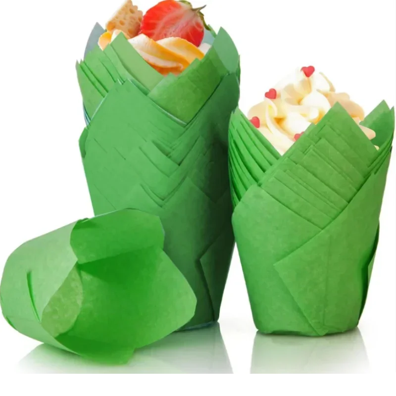 200 stücke Tulpe Muffin Cupcake Pappbecher öl dichte Cupcakes Liner zurück Muffin Kasten Tasse Kuchen Dekorations werkzeuge Muffin wickeln Fälle