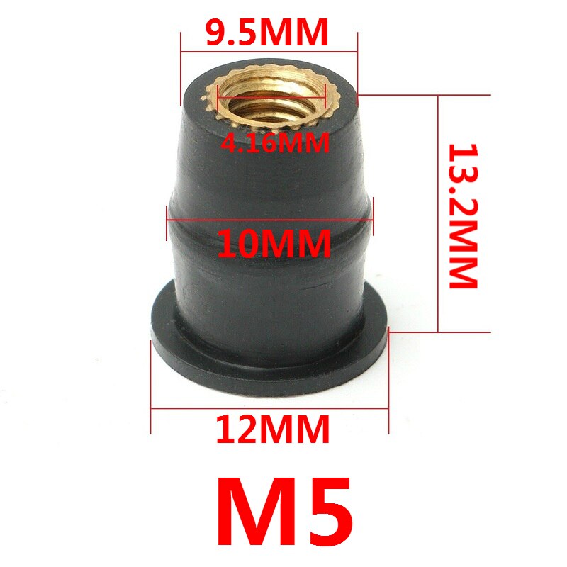 Motorfiets M4/M5/M6 Rubber Goed Noten Blind Sluiting Voorruit Voorruit Kuip Cowl Fastener Schroeven Universele: 10 Pcs M5