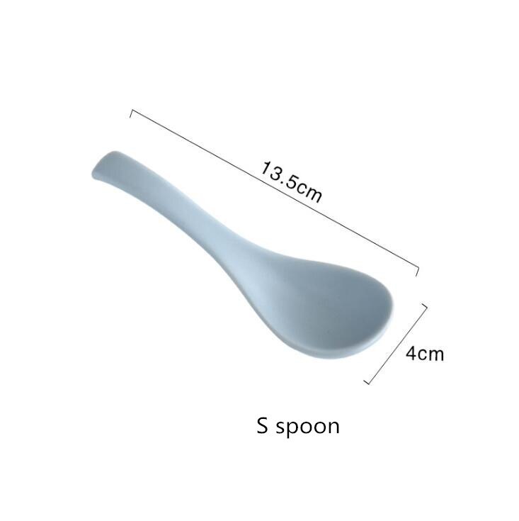 nordisch einfache matt blau weiß keramik geschirr einstellen Speisen Reis Salat Nudeln Schüssel Suppe Küche Kochen Werkzeug 1 pc: Blau S Löffel