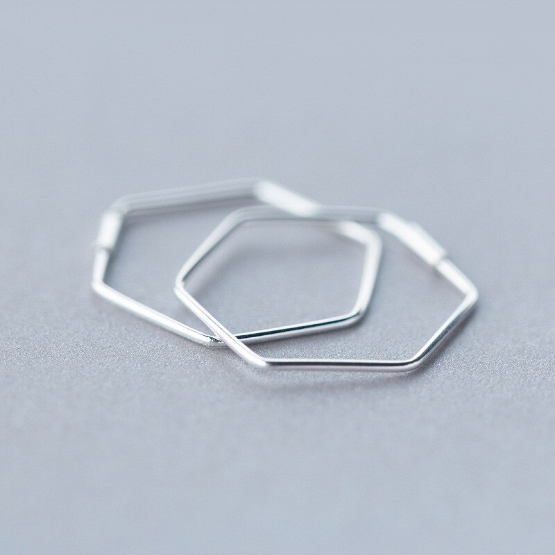 Inzatt 100% 925 sterling sølv hyperbole minimalistisk geometrisk polygon hoop øreringe tilbehør til kvinder fine smykker: Default Title