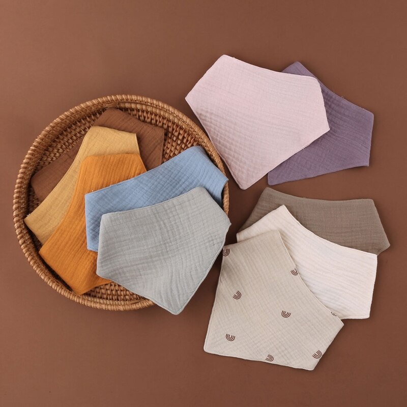 3Pcs Baby Bibs Cotton Newborn Snap Button Soft Triangle Saliva Towel Burp Cloth D5QA