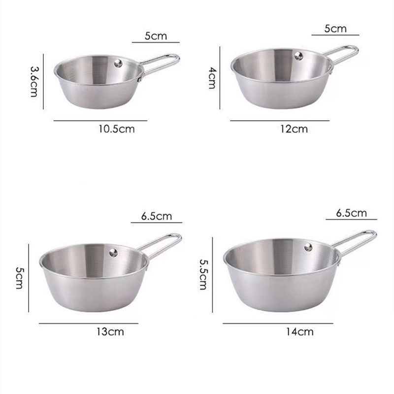 304 Stainless Steel Korean Rice Wine Bowl Rice Bowl Seasoning Cooking Kitchen Soup With Handle Ramen Pot Salad Mixing Bowl