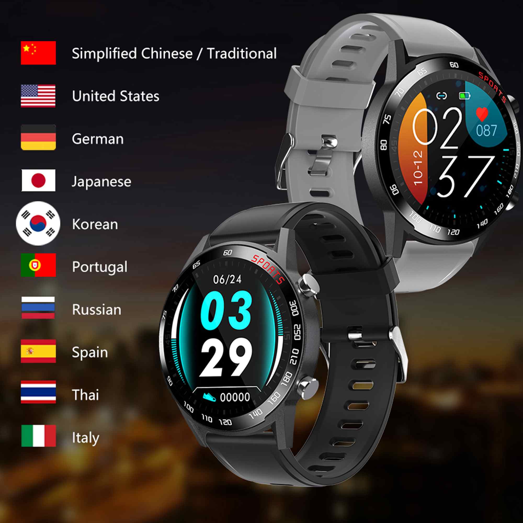 Bakeey  f23l hd farveskærm smart wath blodtryk ilt monitor fitness lyse juster bluetooth smartwatch vs bw  hl2