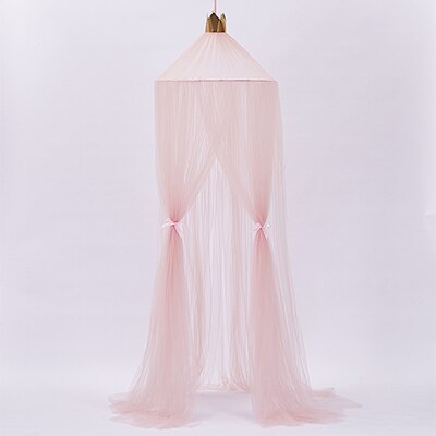 Baby Ronde decoraties Crib Netting Bed Opknoping Katoen Bed Luifel Klamboe Gordijn Voor Hangmat in De Baby 'S Room Vlag decor: Roze