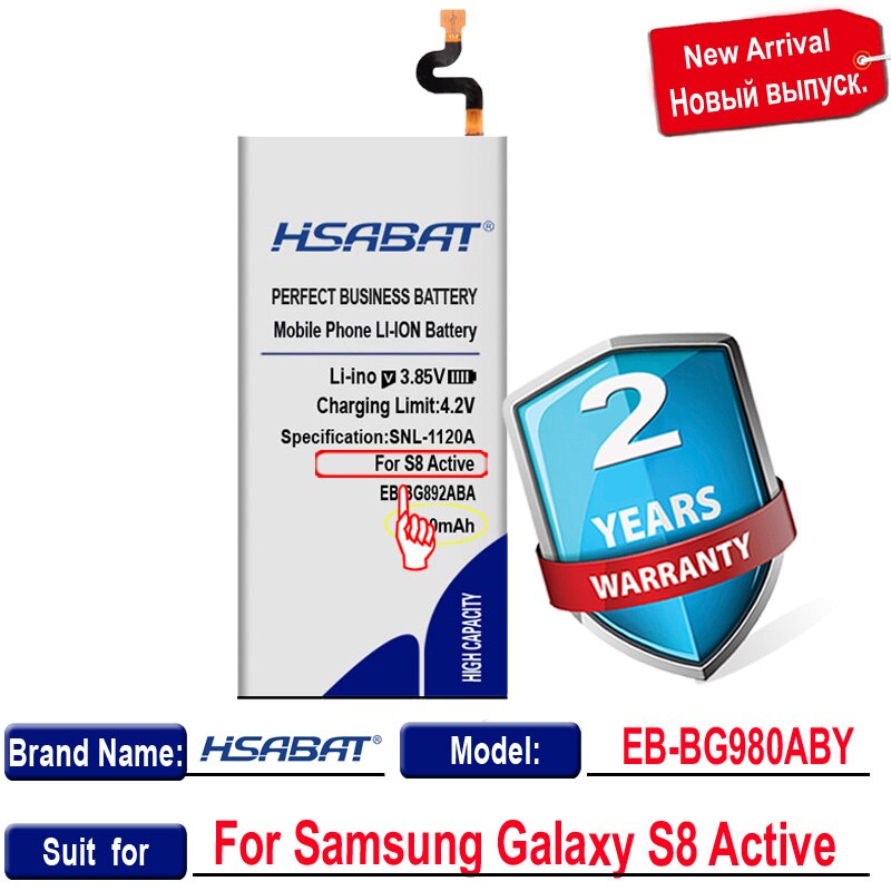 HSABAT 4800mAh Bateria para Samsung Galaxy S8 EB-BG892ABA Ativo SM-G8920 G892F G892A G892L G892 G892V SM-G892L Telefone Inteligente