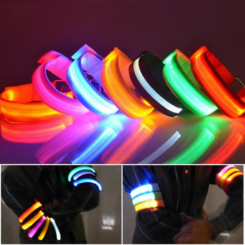 Outdoor Flashing Arm Band Warning Light Safety LED Reflective Belt Wristband Night Jogging Biking Cycling Running Arm Belt