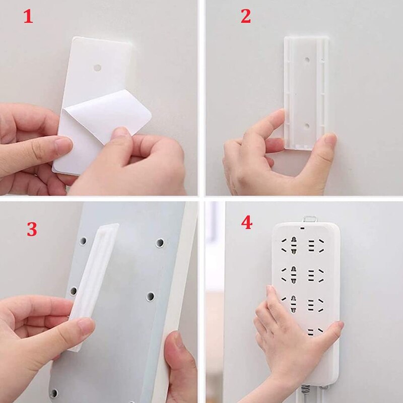 Power Strip Holder, Surge Protector Wall Mount, Self Adhesive Surge Protector Fixator, Punch Free Wall Socket Sticker