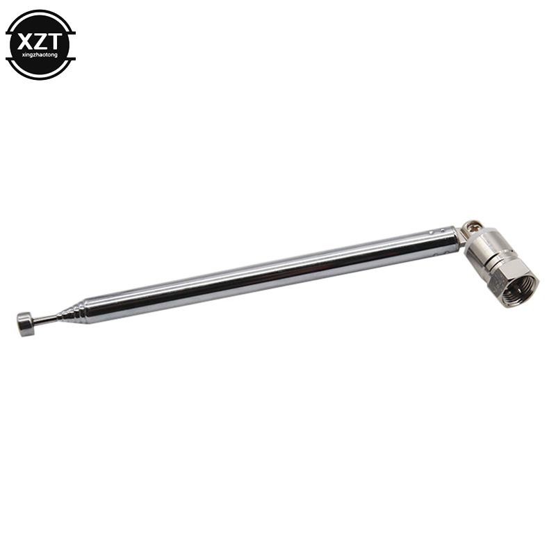 F Type Radio TV Antenna 7 Section Telescopic Aerial Replacement Connector For TV AM FM Radio Cable 21-98cm