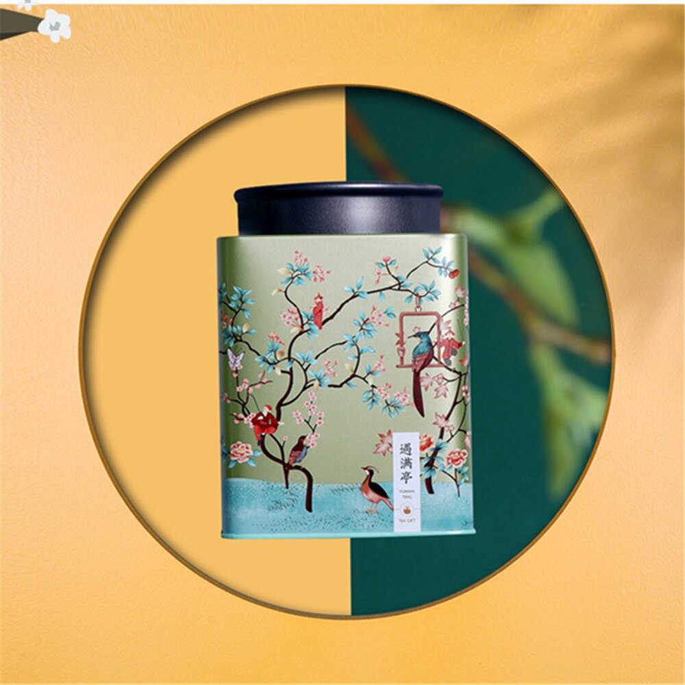 1pcs Metal Tea Tin Box Metal Tin Can Bucket Empty Tin Can Square Biscuit Tin Case Candle Tin Containers Tin Caddy Storage: M / Green