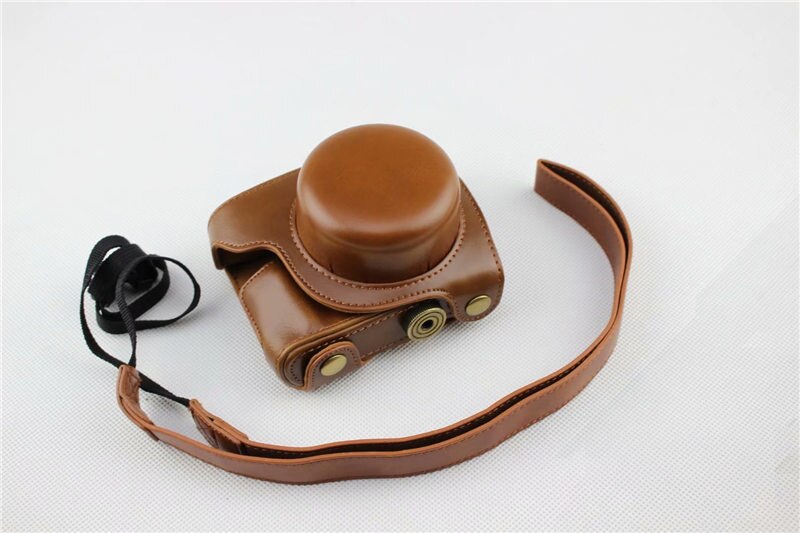 PU Camera Leather Case Cover Voor Panasonic Lumix DC-GF10 GF9 GF8 GF7 GX900 GX950 GX850 GX800 Camera Tas Met Schouder band: Brown