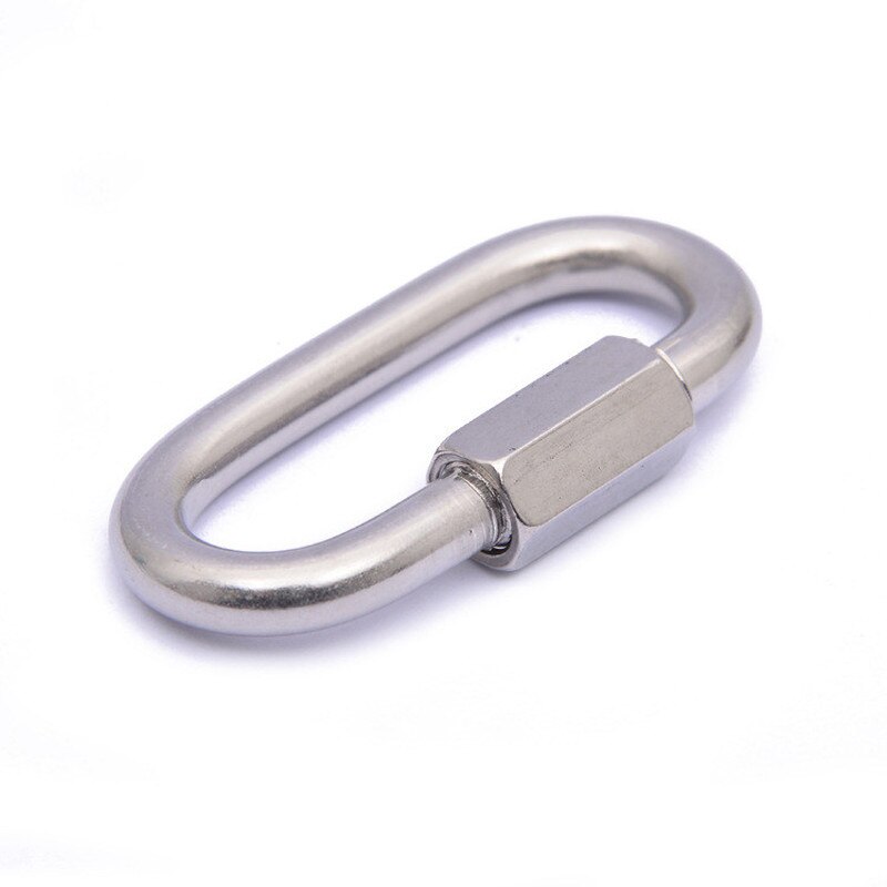 Stainless Steel Screw Lock Climbing Gear Carabiner Quick Links Safety Snap Hook Chain Connecting Ring Carabiner Chain Buckle
