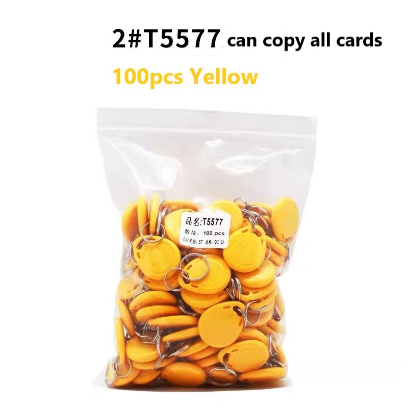 Llavero EM4305 100 T5577 de 5200 KHZ, llavero con etiqueta RFID regrabable, copia EM ID, tarjeta de proximidad, duplicado de acceso, 125 piezas: Castaño