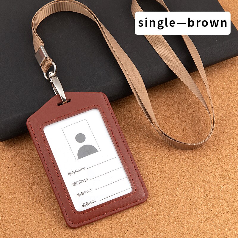 Leather student access Card Holder Employee Name ID Card Cover Metal Work Certificate Identity Badge Business Case: 8