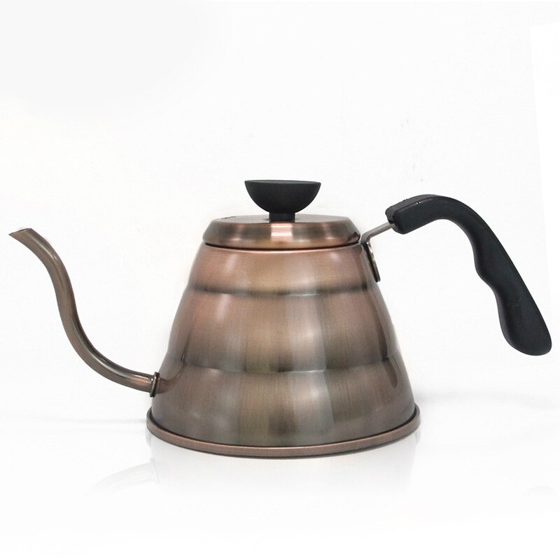 Cafetera de acero inoxidable con caño largo, hervidor de café con cuello de cisne por goteo, termo, termómetro, 1.2L, 1000ml: Bronze 1L