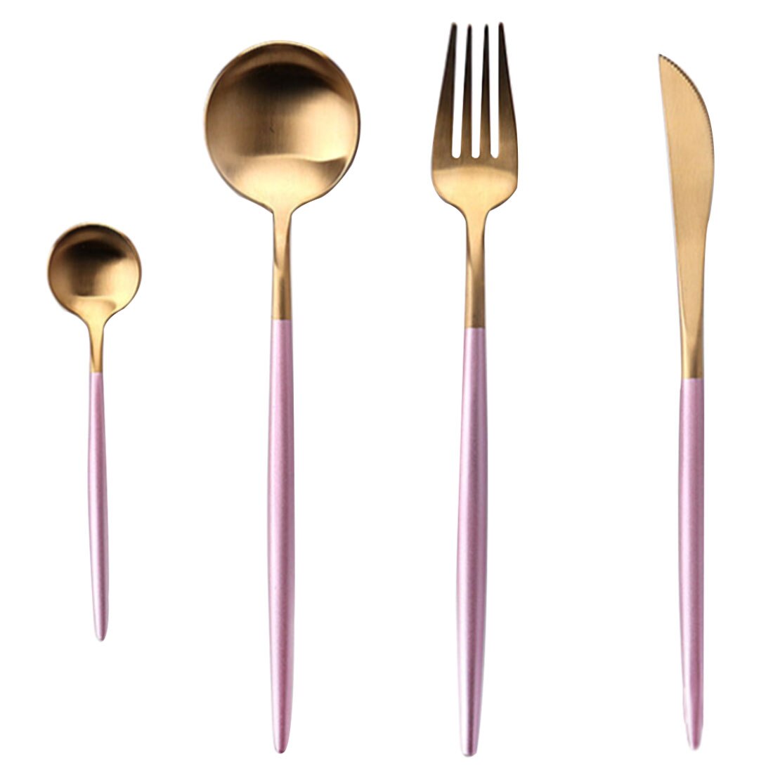 24Pcs Platinum Gold Kitchen Tableware Set Cutlery Set Stainless Steel Dinnerware Set Gold Knife Fork Spoon Dinner Set Dishwashe: 4pcs-pink gold