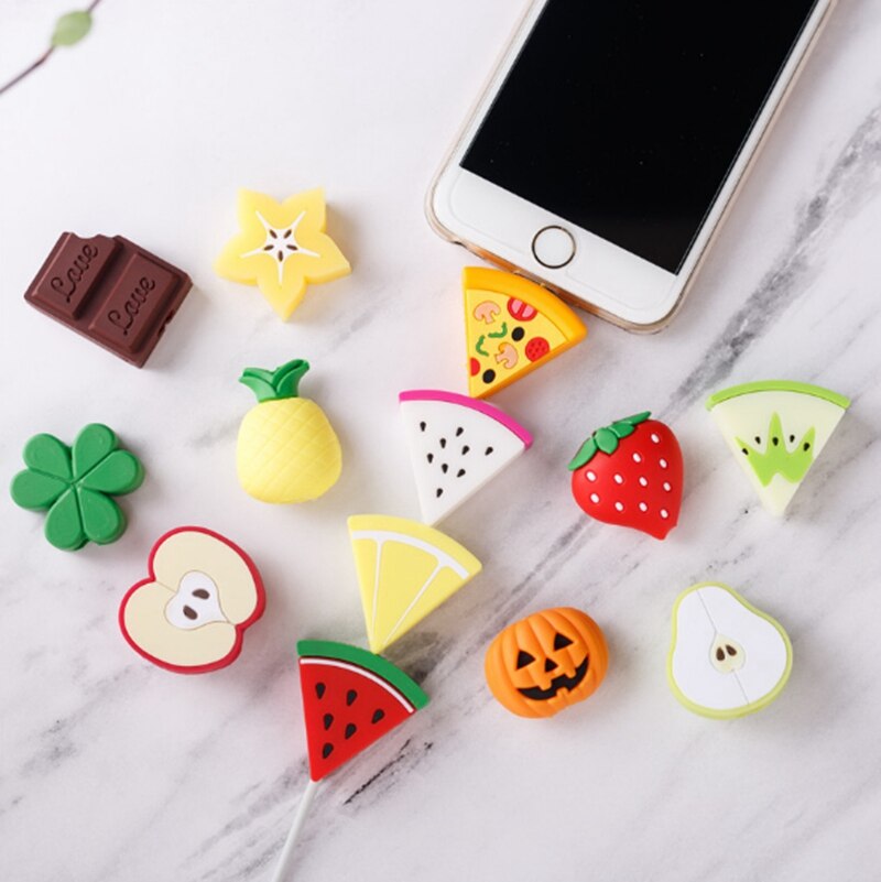 Cute Fruit food Charger kabel Winder Cartoon kabel do transmisji danych kabel Protector do kabla iphone.